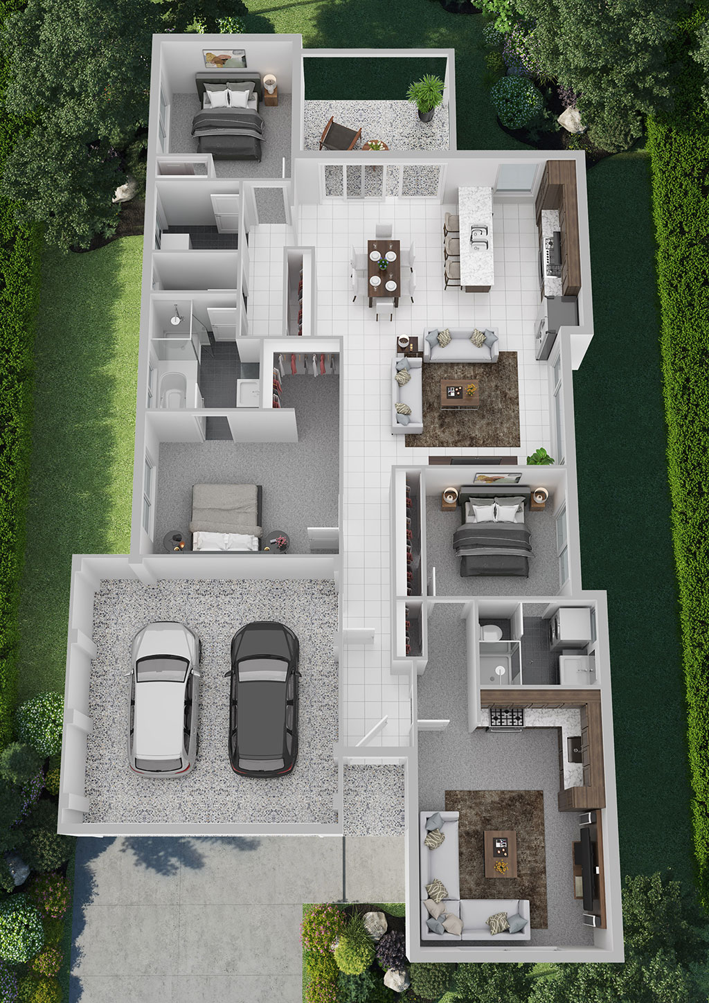 3D floor plan of the Casa Amore home layout for multigenerational living.